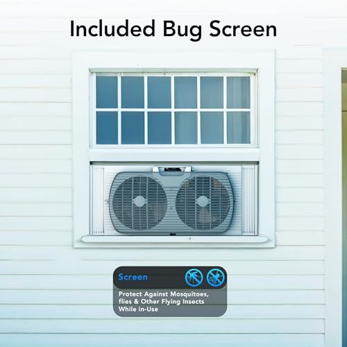 Comfort Zone 9-Inch 3-Speed Reversible Twin Window Fan with Bug Screen