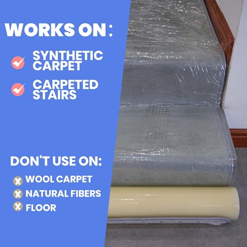 Self-Adhesive Carpet Protection Film - 24" x 200' Heavy Duty Plastic Roll