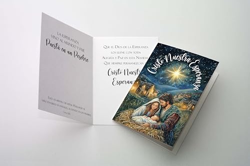 Religious Christmas Card Pack of 24 - Christ Our Hope Spanish Greetings