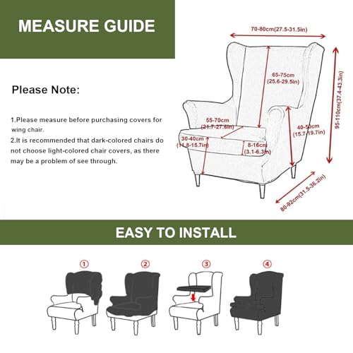 Stretch Wing Chair Slipcovers - 2-Piece Elastic Armchair Covers