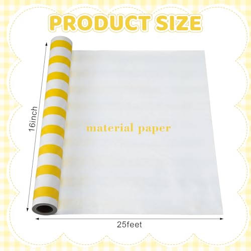 Yellow Striped Paper Table Runner Roll, 25ft x 16in Disposable Decor