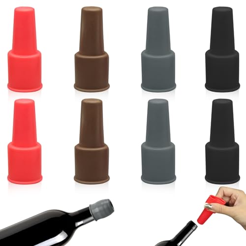 CANIPHA 8Pcs Silicone Wine Stopper Set - Reusable, Multi-Color Wine & Champagne Bottle Caps for Freshness, Home & Travel Use (4 Colors)