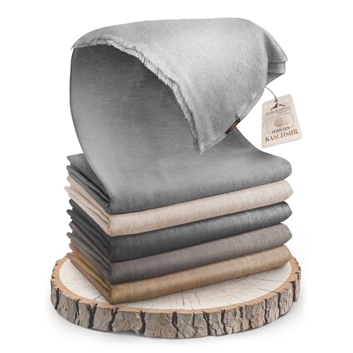 Yanopurna Light Grey Cashmere Wool Throw Blanket 135x270cm Hand Woven Cozy Bed Sofa