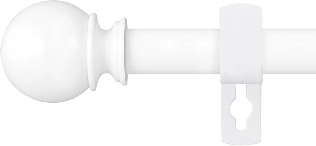 Skiennix White Curtain Rods - Heavy Duty Metal, Adjustable 28-48 Inch, 5/8" Diameter with Bracket