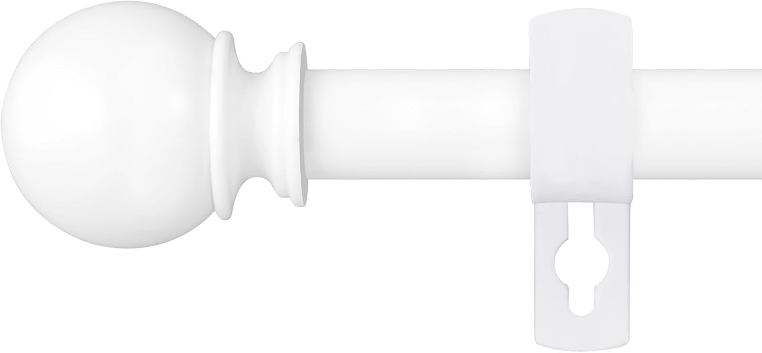 Skiennix White Curtain Rods - Heavy Duty Metal, Adjustable 28-48 Inch, 5/8" Diameter with Bracket
