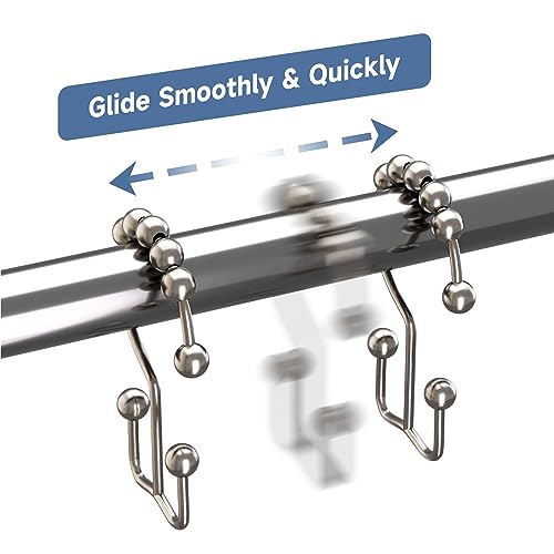 Titanker Double Glide Shower Curtain Hooks Rust Resistant Metal Rings Nickel