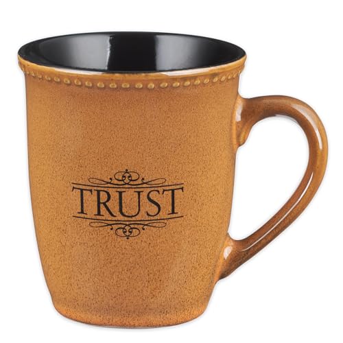 Christian Art Gifts Saddle Tan 13 oz Stoneware Coffee Mug - Trust Scripture