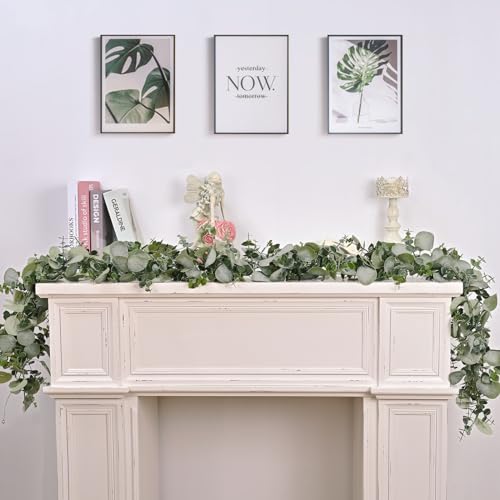 2-Pack 6ft Artificial Eucalyptus Garland, Faux Greenery Vines for Decor