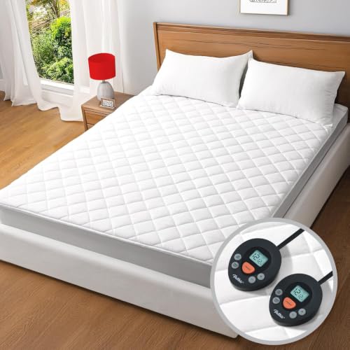 Queen Heated Mattress Pad with Dual Control & 12 Heat Settings