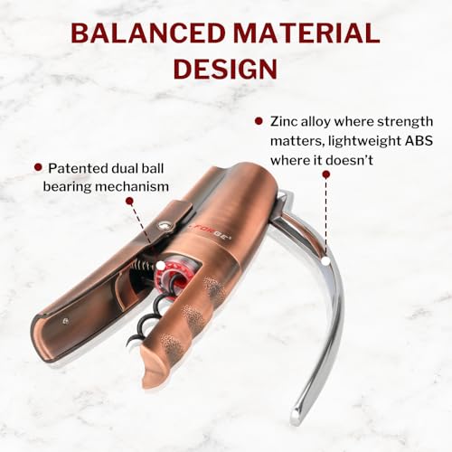 Forge Copper Black Vertical Lever Corkscrew Wine Opener with Foil Cutter