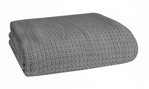 King Size Cotton Bed Blanket - Breathable & Soft Charcoal Grey