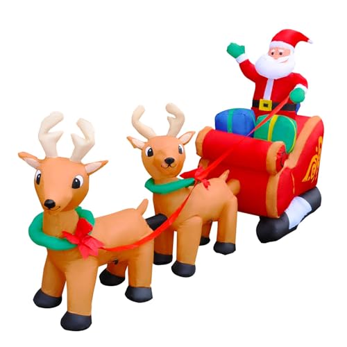 SEASONBLOW 8 Ft LED Inflatable Santa Reindeer Sleigh Yard Decoy Xmas Decoration