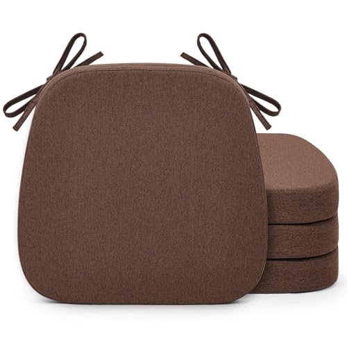 Non-Slip Dining Chair Cushions, 17x16 Inch Kitchen Chair Pads (4 Pack)
