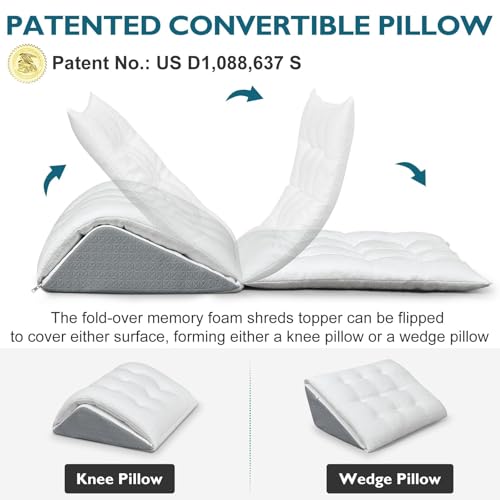Convertible Knee Wedge Pillow for Back Sleeping - Dual-Layer Memory Foam