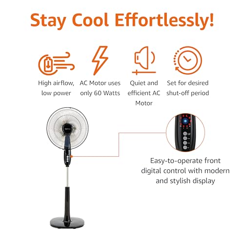 Amazon Basics 16-Inch Pedestal Fan with Remote and Adjustable Height