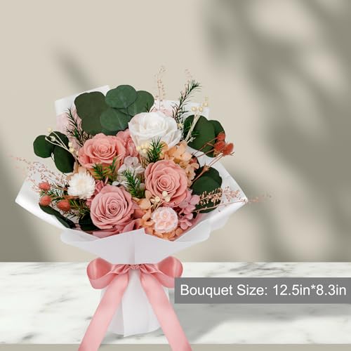 Preserved Rose Bouquet - Dusty Rose Everlasting Flowers Gift for Women