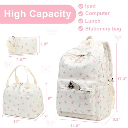 Girls School Backpack Set with Matching Lunch Bag and Pencil Case