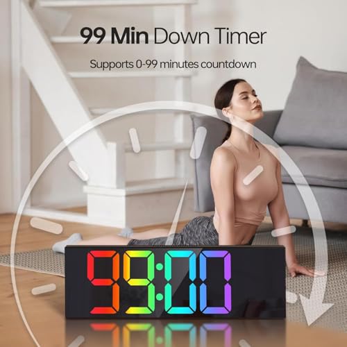 16.2-Inch Digital Wall Clock with Bluetooth Sync and RGB Large LED Display
