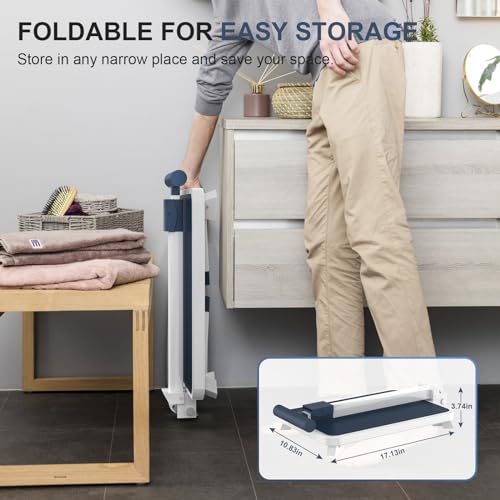 Folding Step Stool with Adjustable Handle, 330 Lbs Capacity Metal Stool