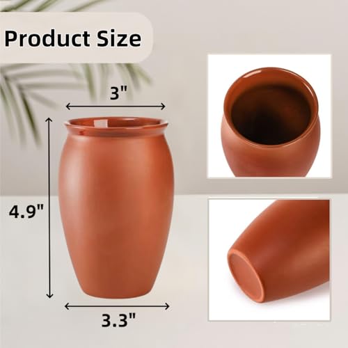 Covzoe 6 Pack Clay Drinking Cups, 12 oz Ceramic Margarita Glasses for Cocktails & Hot Beverages