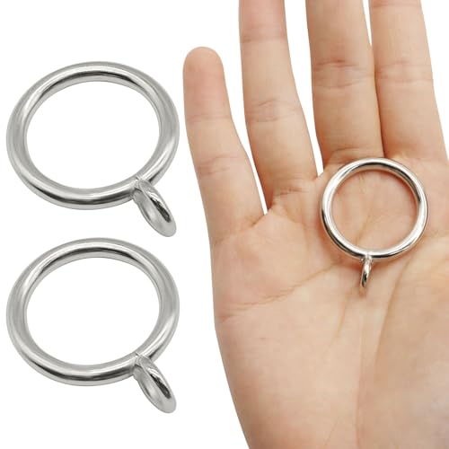 Metal Curtain Rings with Eyelets - 1 Inch Inner Diameter, 28 Pack, Silver