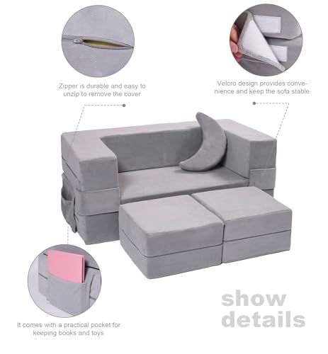 Modular Kids Sofa and Play Couch, Convertible Foam Armchair for Toddlers