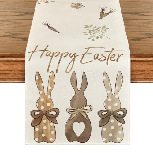 Artoid Mode Easter Carrots Rabbit Bunny Table Runner 13 x 90 Inch Beige Seasonal Decor