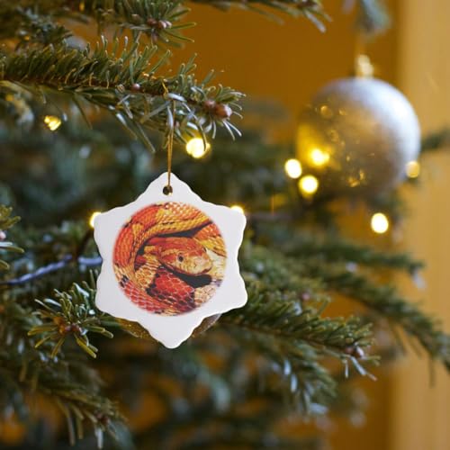 3 Inch Snowflake Porcelain Ornament - 3dRose Corn Snake Design, Holiday Decor