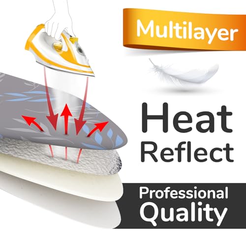 smart&gentle Ironing Board Cover and Pad - 15x54 Standard Size Heat Reflective
