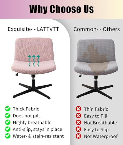 Waterproof Criss Cross Chair Cover - Elastic Jacquard Fabric, Armless Accent Slipcover, Washable, T-Pink