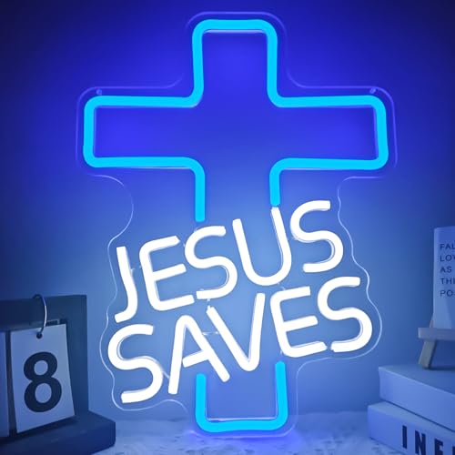 Jesus Saves Neon Sign LED Wall Decor for Church & Home, Dimmable