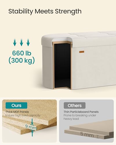 Velvet Folding Storage Ottoman Bench - 43.3 Inch Oval Storage Chest