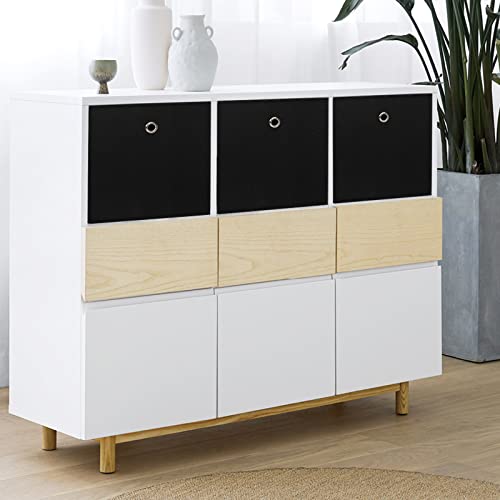 Foldable Storage Cubes 11 Inch Fabric Bins with Handles Set of 3 Black