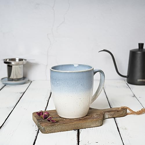 Bosmarlin Blue Ceramic Tea Mug with Infuser & Lid 16 Oz Gradient Glaze