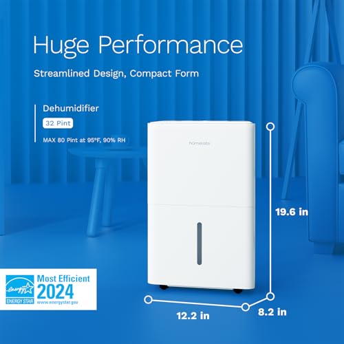 Smart Wi-Fi Dehumidifier for Large Rooms Up to 4500 Sq Ft 32 Pint