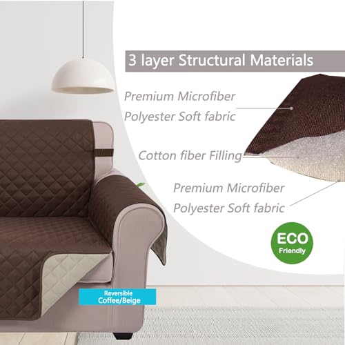 Reversible Water-Repellent Sofa Cover for 3-Cushion Couch (68 Inch)