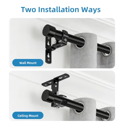 Adjustable Heavy Duty Curtain Rod Brackets - Wall or Ceiling Mount, 4 Pack