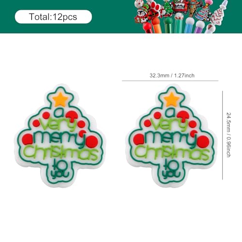 12PCS Christmas Tree Silicone Beads for Keychain & Craft Making - Lovymi