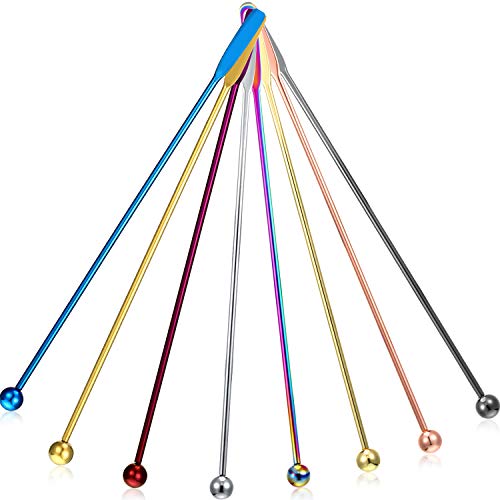 Stainless Steel Coffee Stirring Sticks - Multicolor 8-Pack, Reusable Beverage Mixers