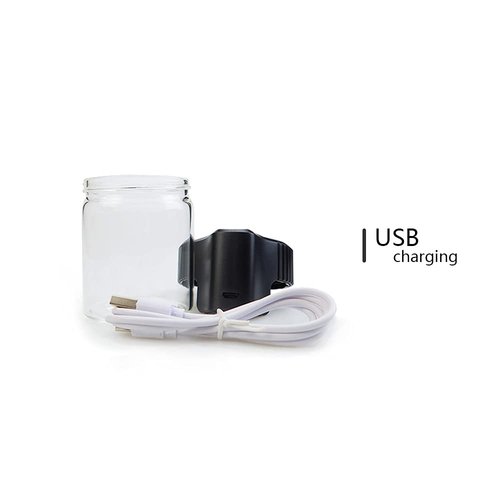 LEWOT Magnifying Viewing Jar with LED Light, Airtight Transparent Glass Storage Jars, Rechargeable LED Lit Lid Container (Black)