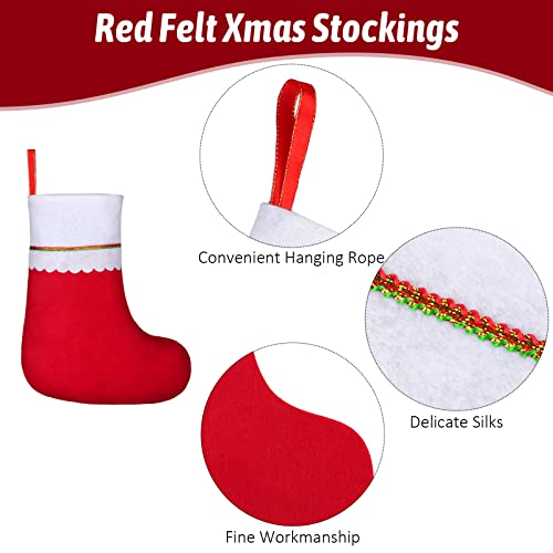 ANVAVO 24 Pack Christmas Stockings 15 Inch Red Felt Holiday Stockings with Hanging Ropes