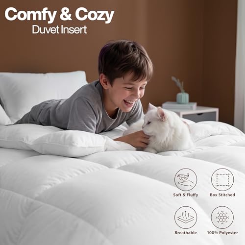 Utopia Bedding Queen Comforter Duvet Insert - White All-Season Fluffy Bed Blanket