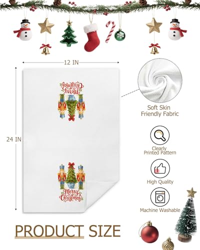 Nutcracker Christmas Kitchen Towels 16x24– Farmhouse Merry Christmas Hand Towels (Brand: FISWAFY) – Nutcracker