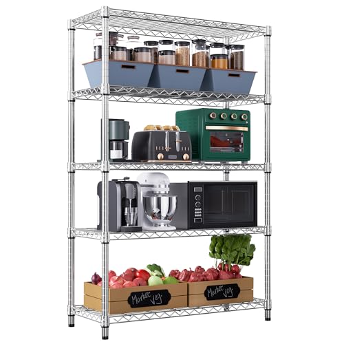 5-Tier Heavy Duty Steel Wire Storage Shelving Unit 1750 LBS Capacity