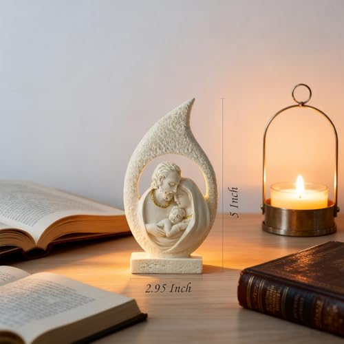 Holy Family Statue - 5-Inch Mary Joseph & Baby Jesus Resin Figurine