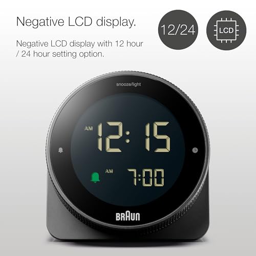 Digital Alarm Clock with Rotating Bezel, Snooze and Negative LCD Display