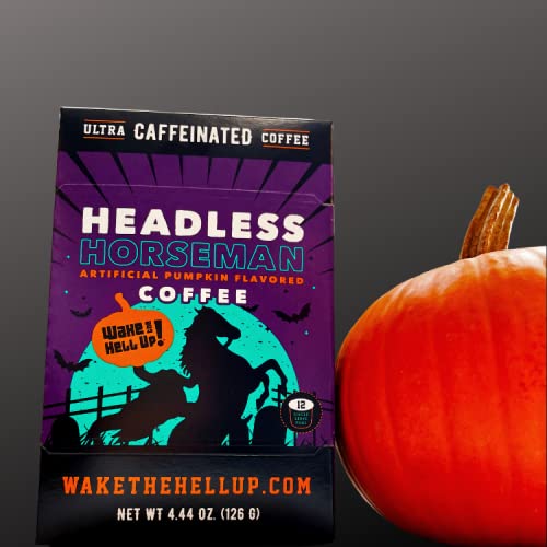 Wake The Hell Up! Headless Horseman Pumpkin Flavored Single Serve Coffee Pods Of Ultra-Caffeinated Coffee For K-Cup Compatible Brewers | 24 Count, 2.0 Compatible Pods