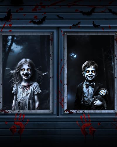 2pcs Halloween Ghost Window Covers, Scary Haunted House Porch Decor