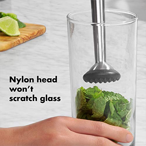 OXO Steel Muddler - Durable Cocktail Bar Tool for Herbs & Citrus, Non-Slip Grip