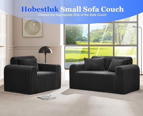 2-Seater Faux Fur Loveseat Sofa with Lumbar Pillows - Compact Foam Couch